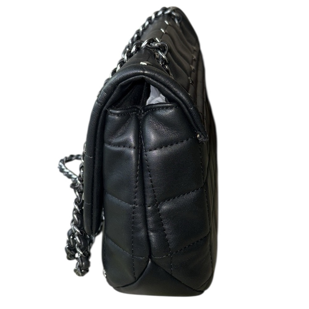Aldo Olelirin Black Quilted Vegan Leather Silver Studded Crossbody Shoulder Bag - Picture 11 of 16